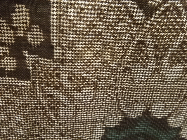 JAPANESE KIMONO / ANTIQUE KIMONO / SILK / DORO OSHIMA TSUMUGI / WOVEN FLOWER